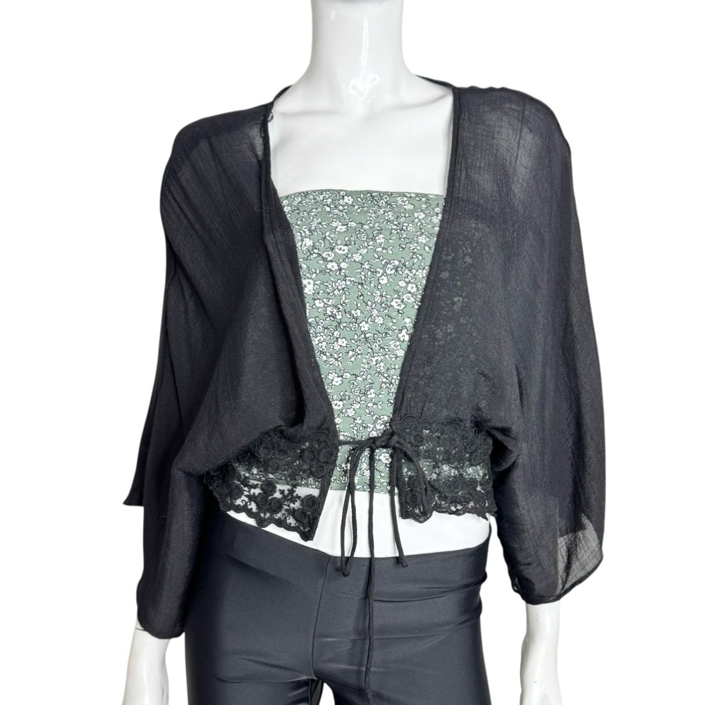 4/$40 FAVLUX Black Sheer Short Kimono